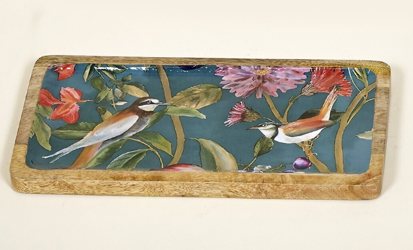 Tabla aperitivo flores y aves 30x15 cm